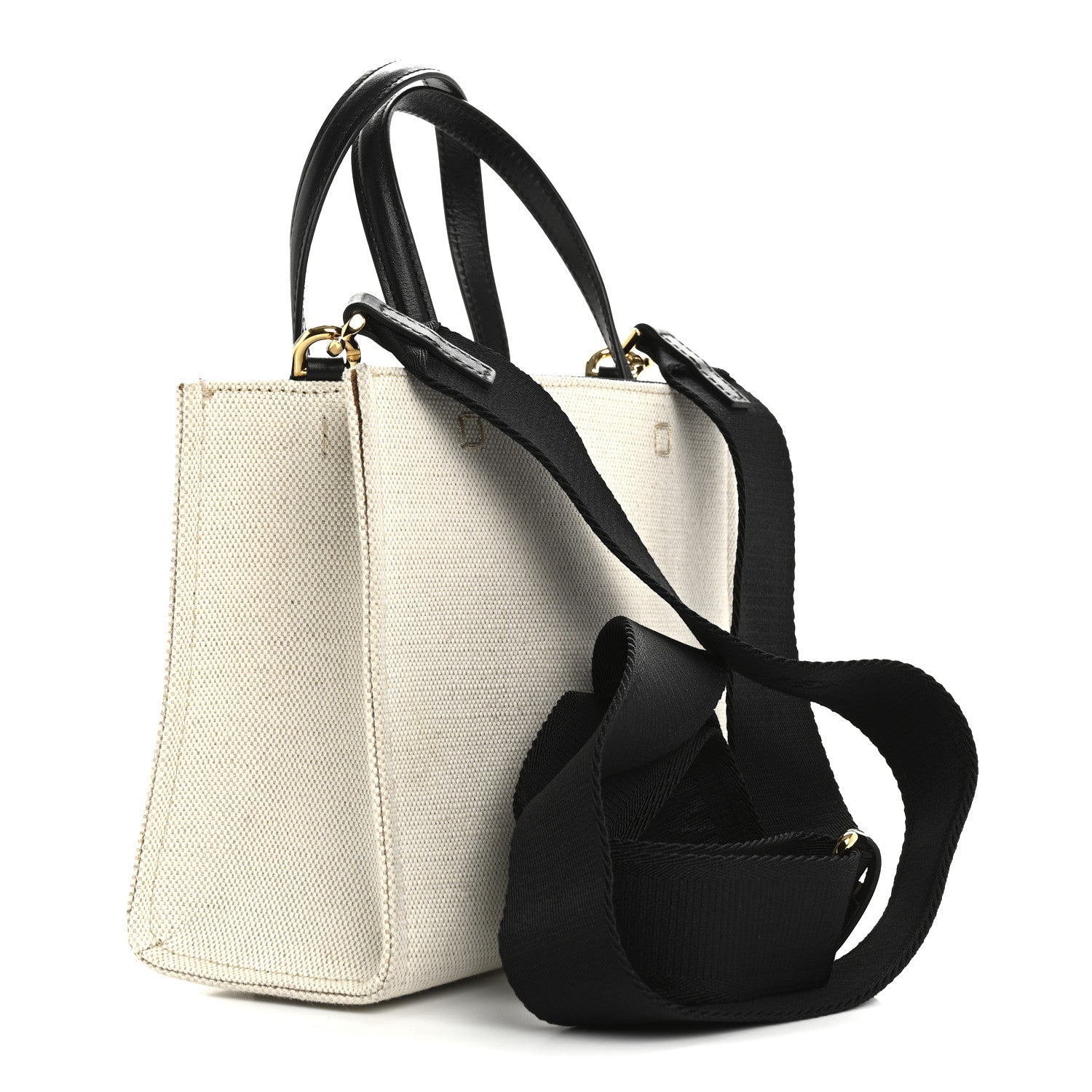 Canvas Mini Bond Shopper 4G Tote White Black