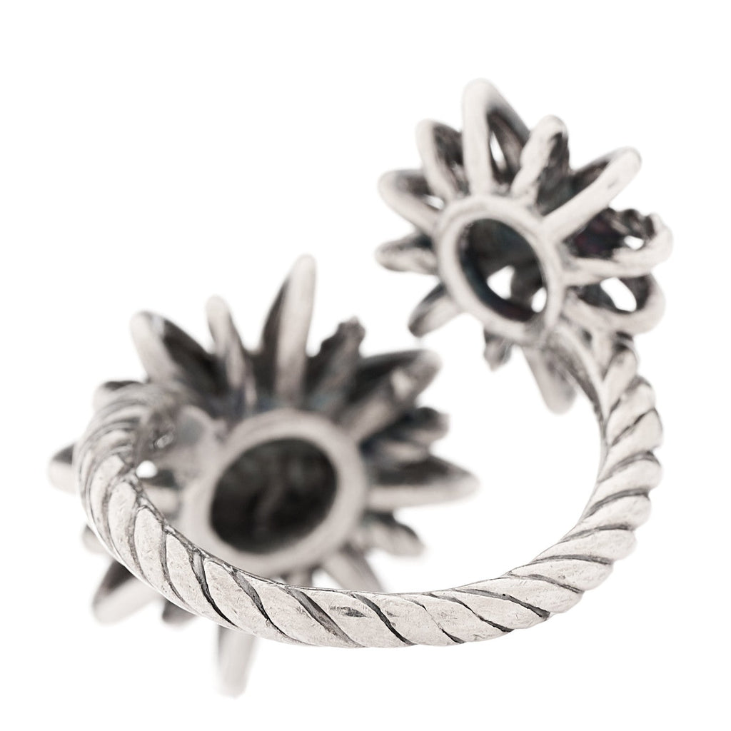 Sterling Silver Diamond 28mm Open Starburst Ring