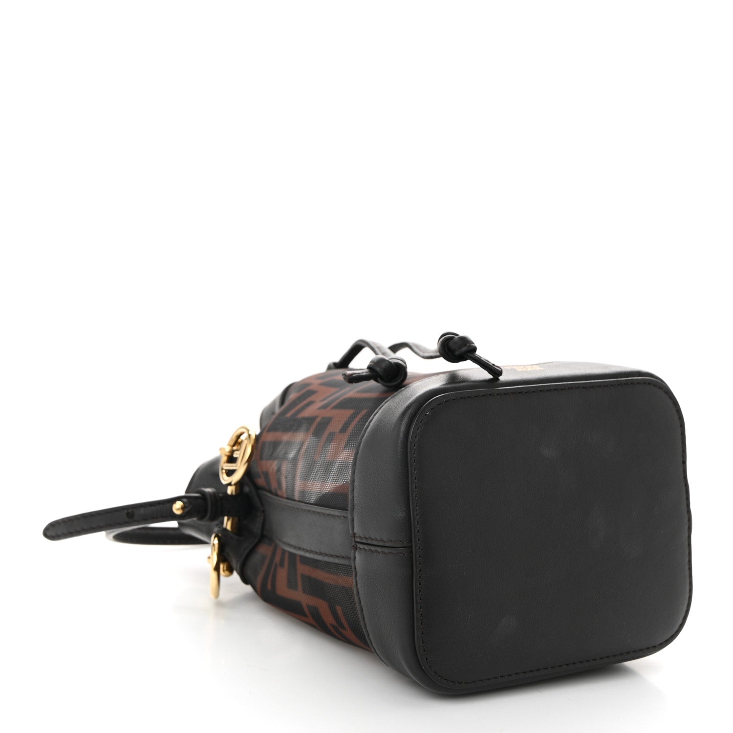 Mesh Vitello Grace F is Fendi FF 1974 Mini Mon Tresor Bucket Bag Marrone Black Ebano