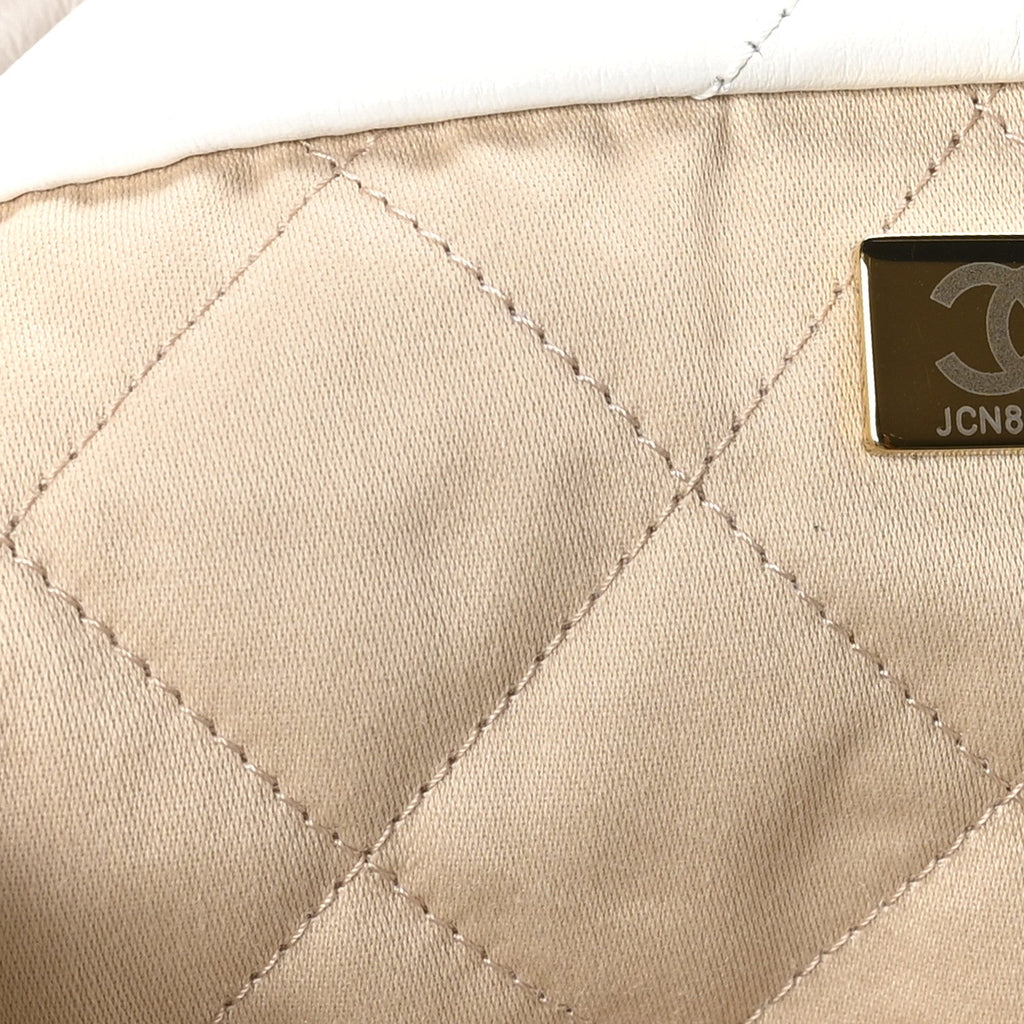 Shiny Calfskin Quilted Large Chanel 22 White