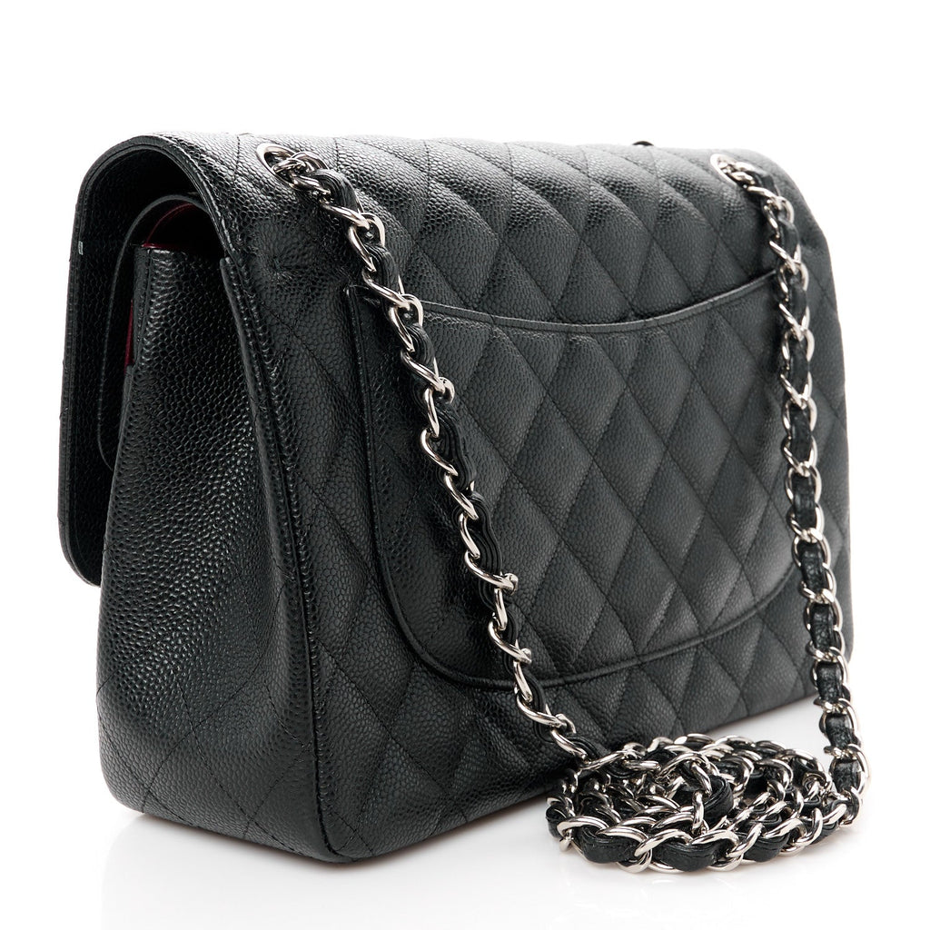 Caviar Quilted Jumbo Double Flap Black