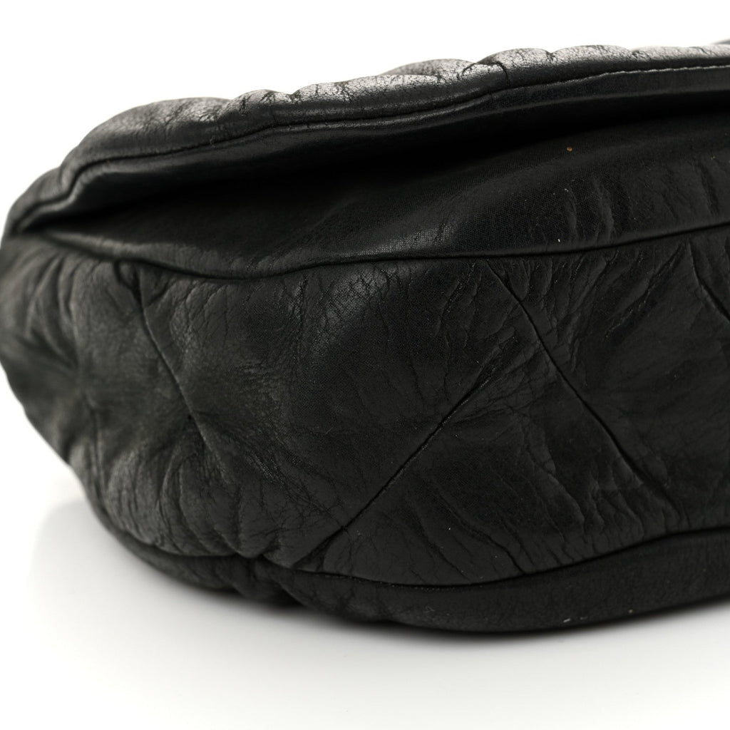 Iridescent Calfskin Glint Flap Black