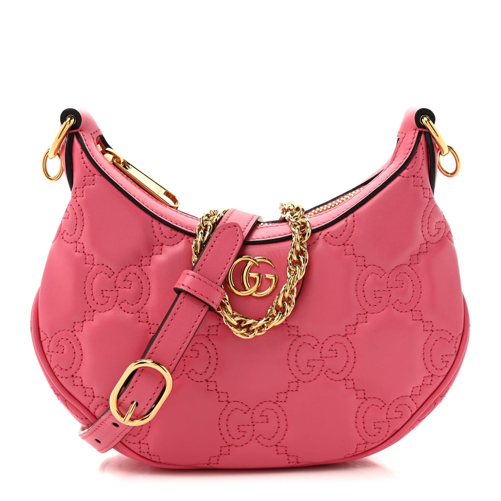 Calfskin GG Matelasse Mini Hobo Shoulder Bag Pink