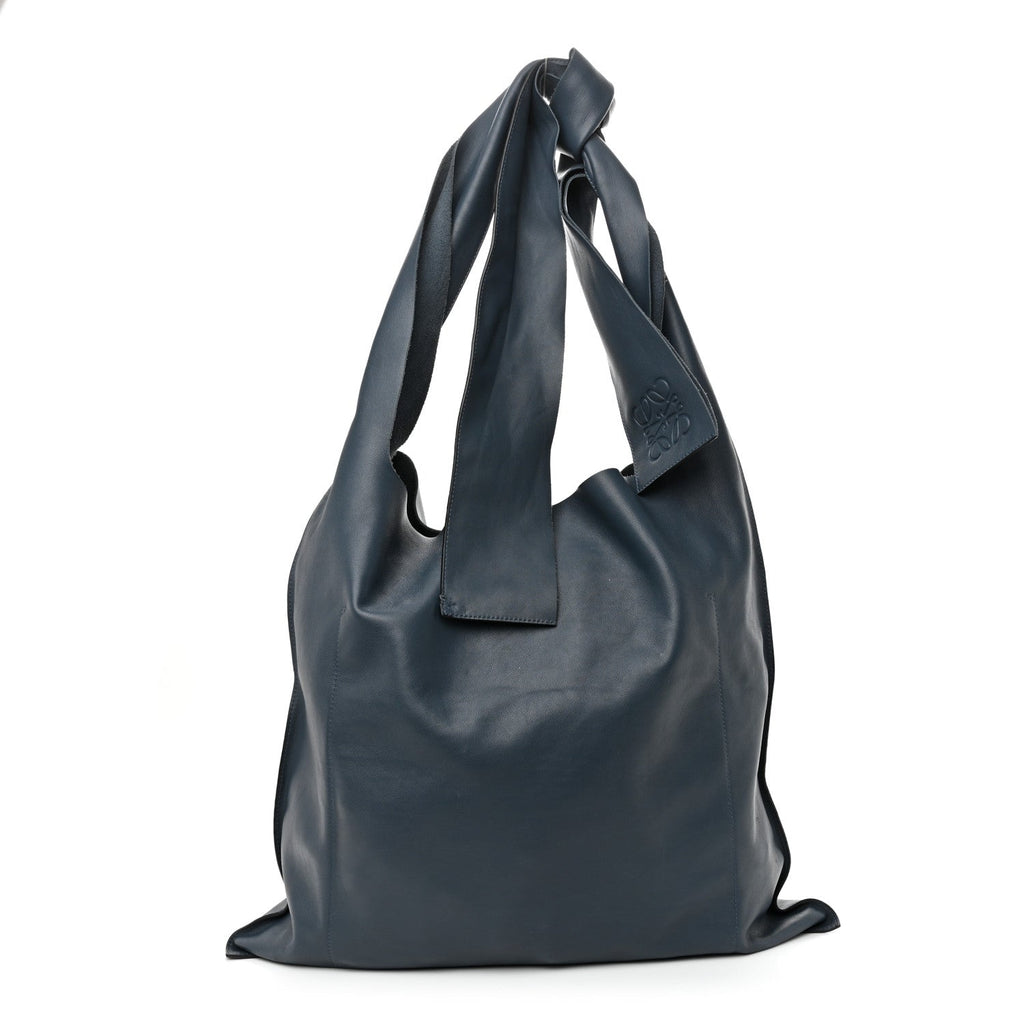 Nappa Oversized Bow Shoulder Bag Indigo