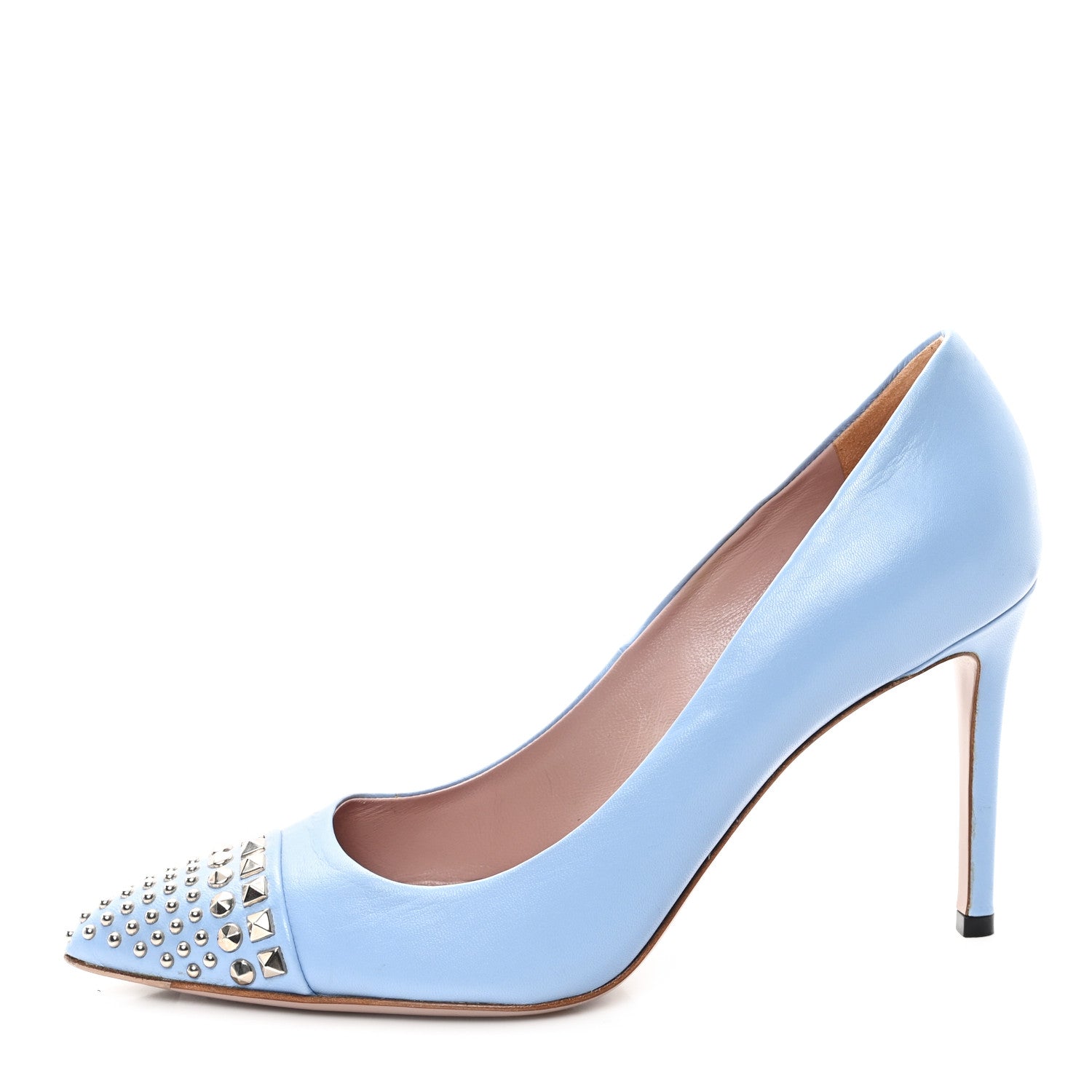 Malaga Kid Studded Cap Toe Coline Pumps 37.5 Mineral Blue