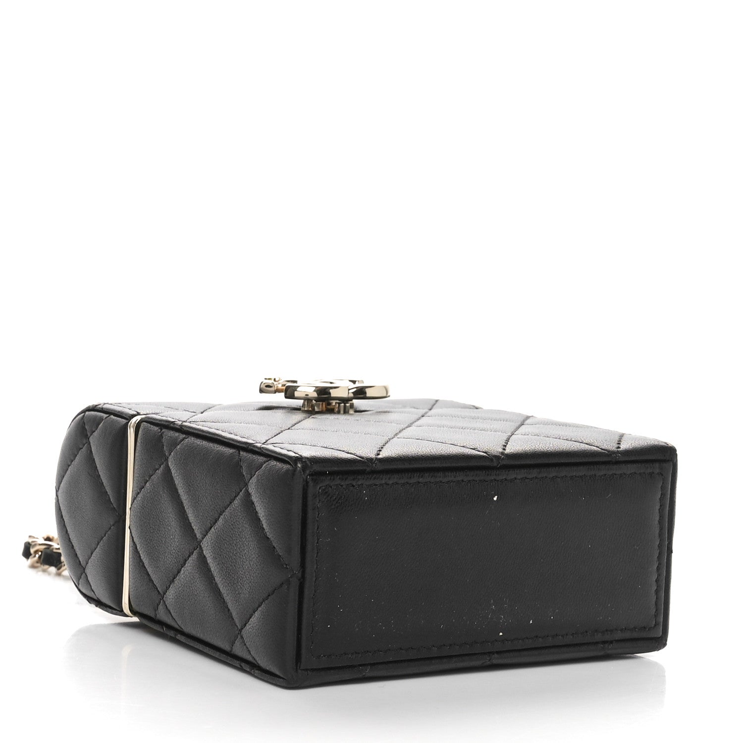 Lambskin Quilted Small Box With Chain Black