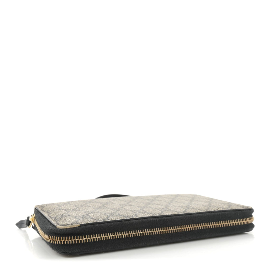 GG Supreme Monogram Top Handle Zip Around Wallet Black