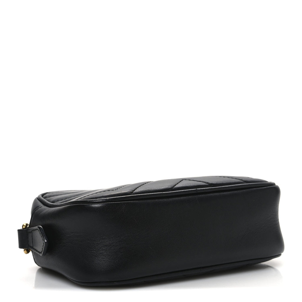 Calfskin Matelasse Mini GG Marmont Chain Shoulder Bag Black