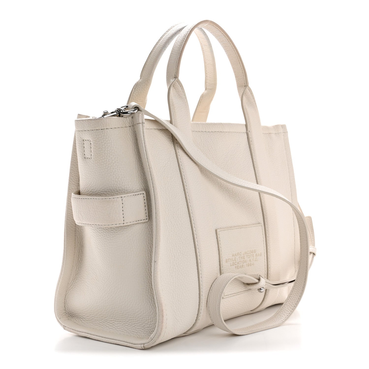 Grained Calfskin Medium The Tote Bag Cotton Silver
