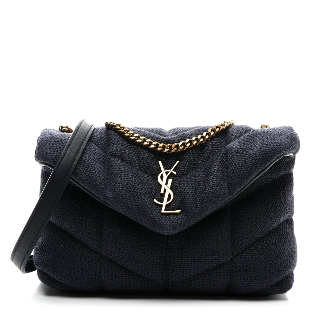 Canvas Quilted Toy Loulou Puffer Monogram Chain Satchel Deep Marine