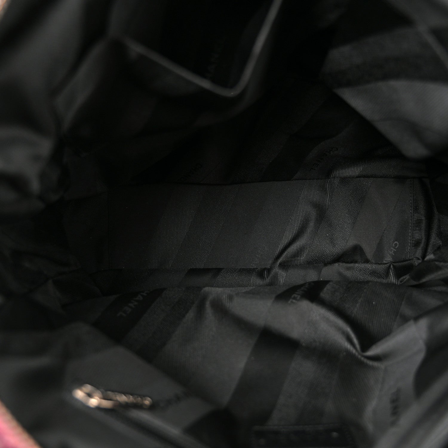 Glazed Calfskin Quilted Tweed Portobello Tote Black Pink