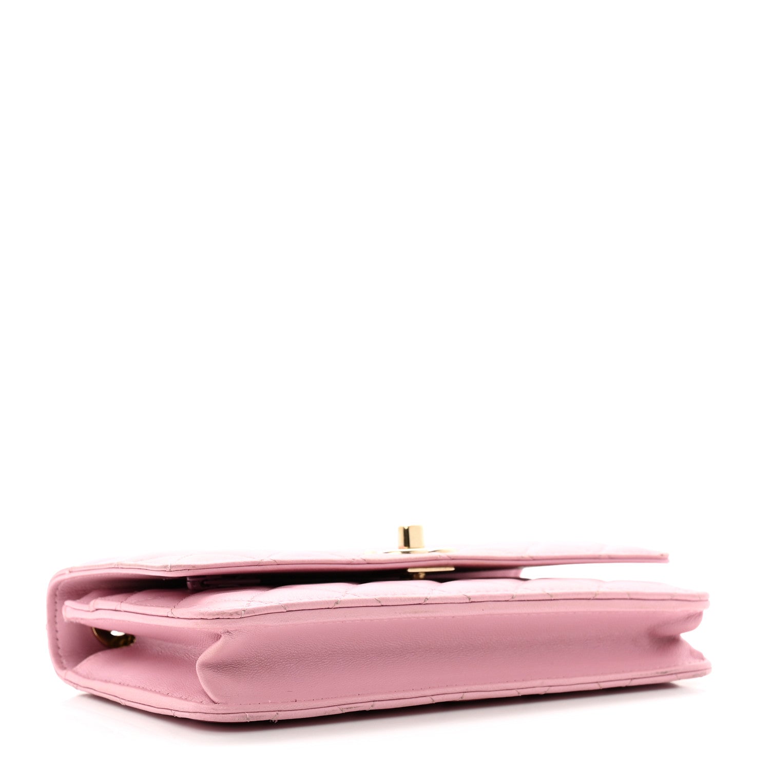 Lambskin Quilted Trendy CC Wallet On Chain WOC Pink