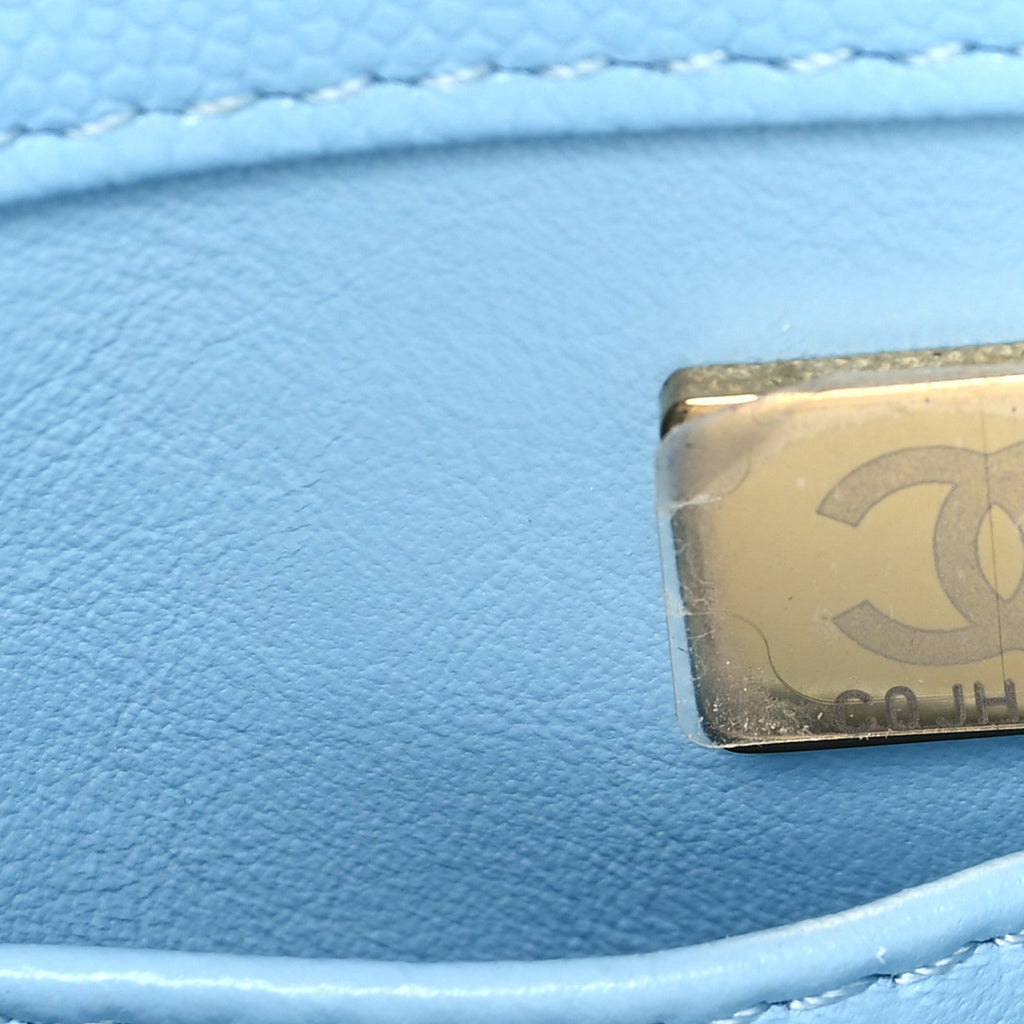 Caviar Quilted Small Coco Chain Handle Flap Blue