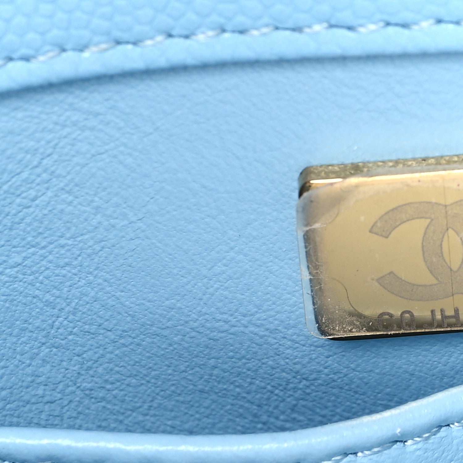 Caviar Quilted Small Coco Chain Handle Flap Blue