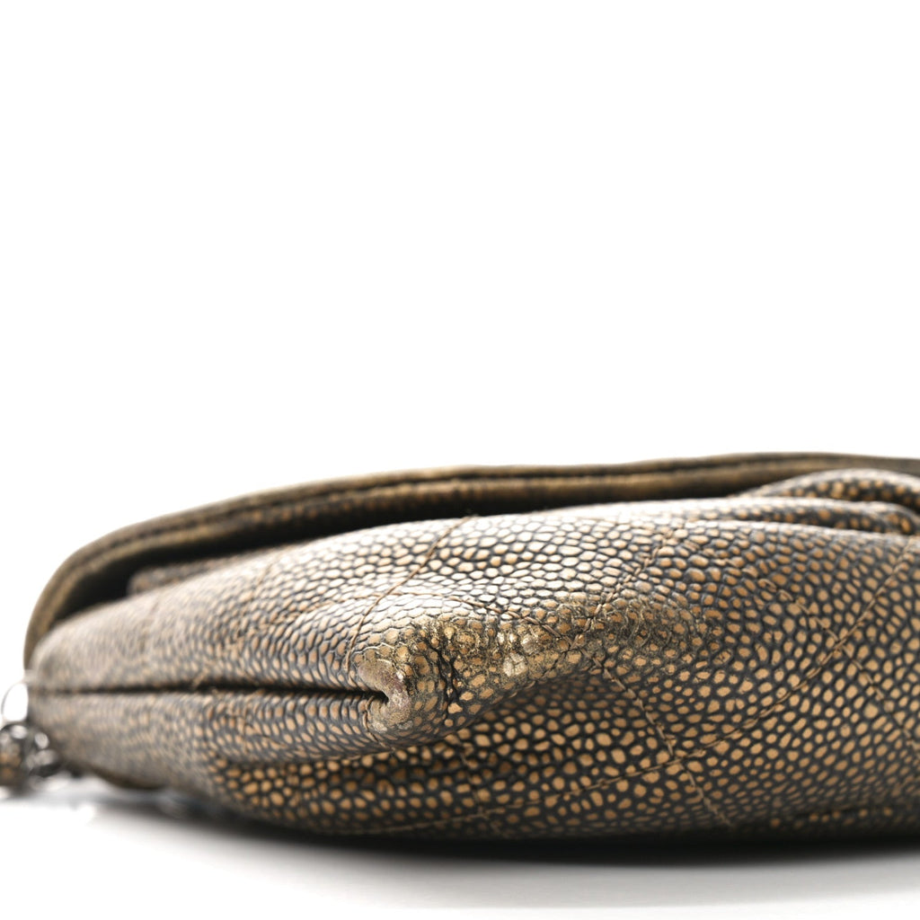 Metallic Caviar Half Moon Wallet On Chain WOC Bronze