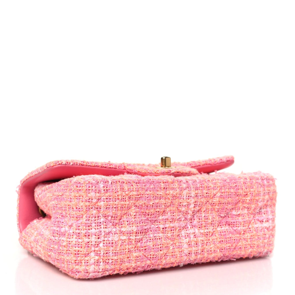 Tweed Quilted Mini Rectangular Flap Pink Orange White
