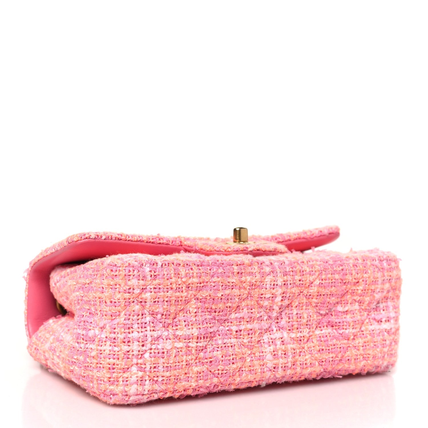 Tweed Quilted Mini Rectangular Flap Pink Orange White