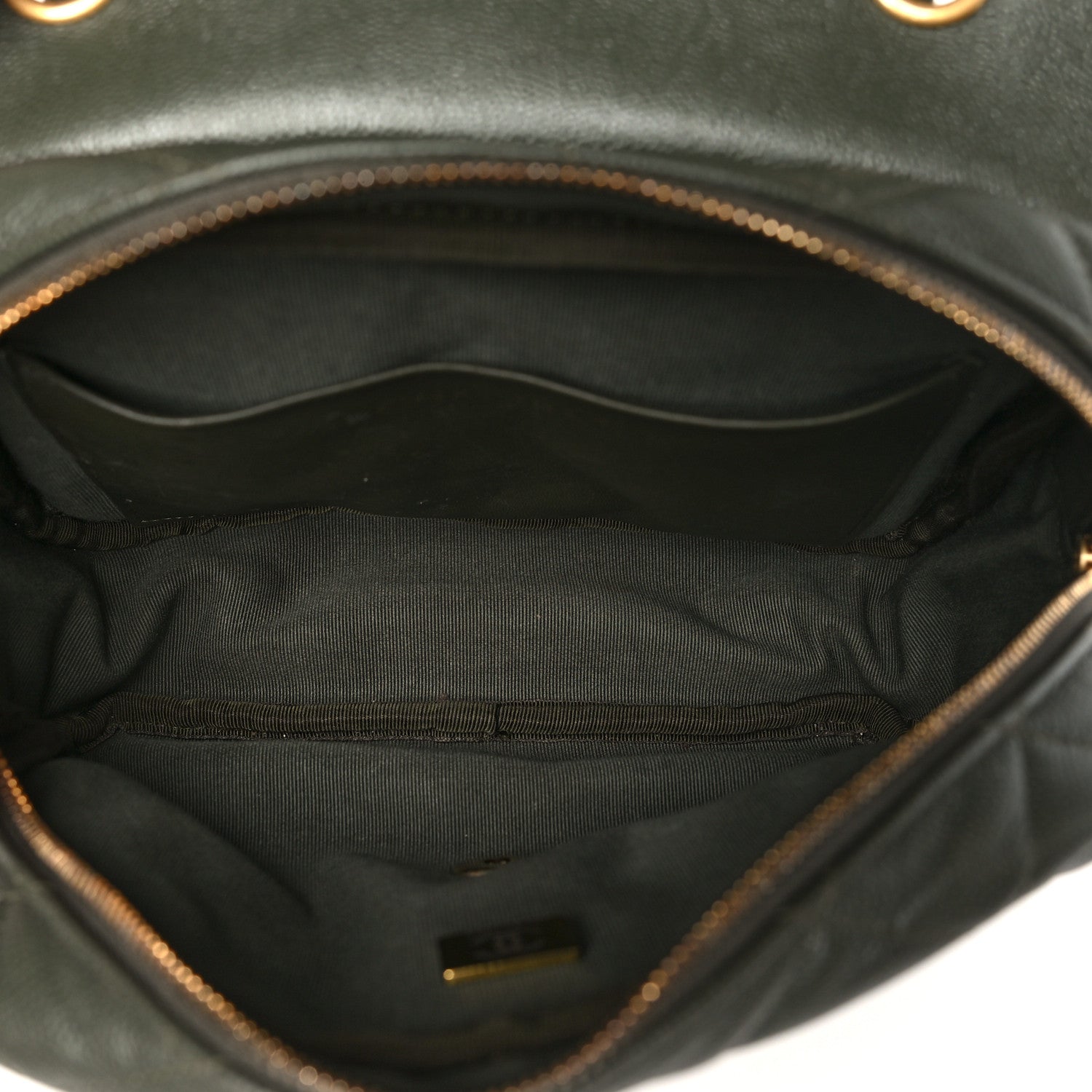 Caviar Quilted Zip Flap Khaki