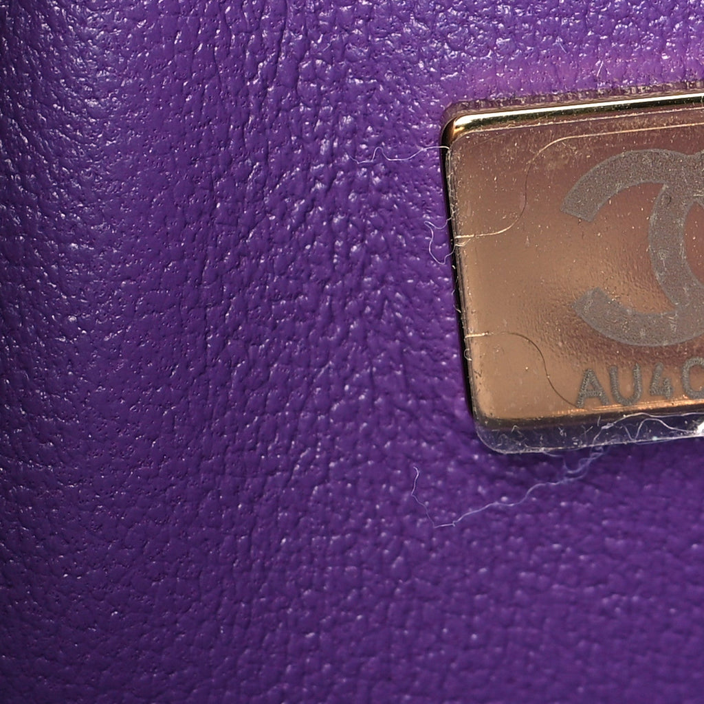Caviar Quilted Small Double Flap Purple