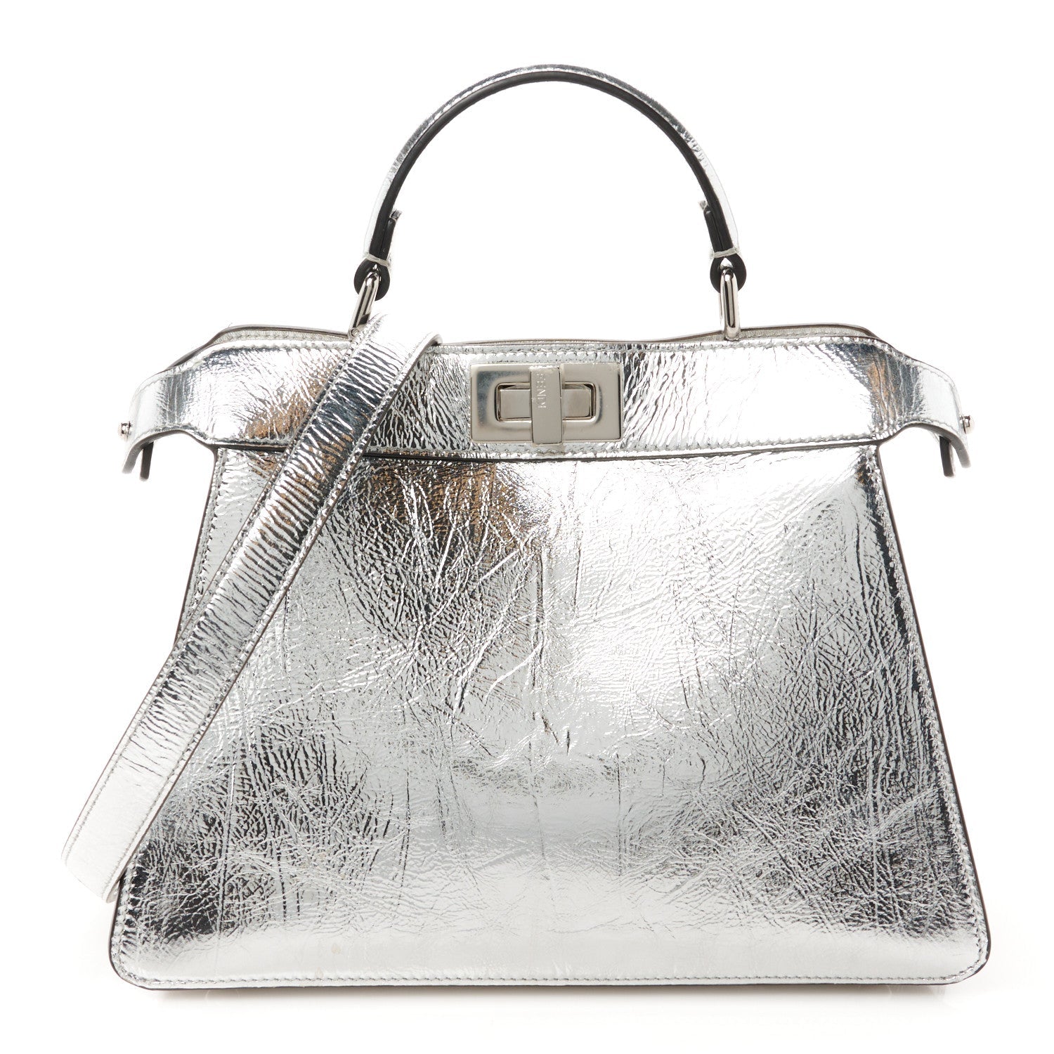 Rock Millenium Laminata Small Peekaboo I SEE U Satchel Argento