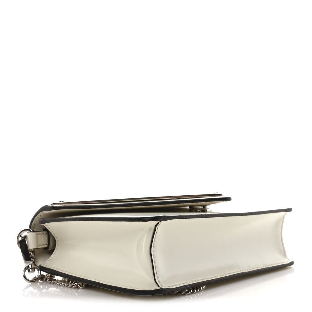 Spazzolato Triangle Logo Plate Flap Chain Crossbody Bag White
