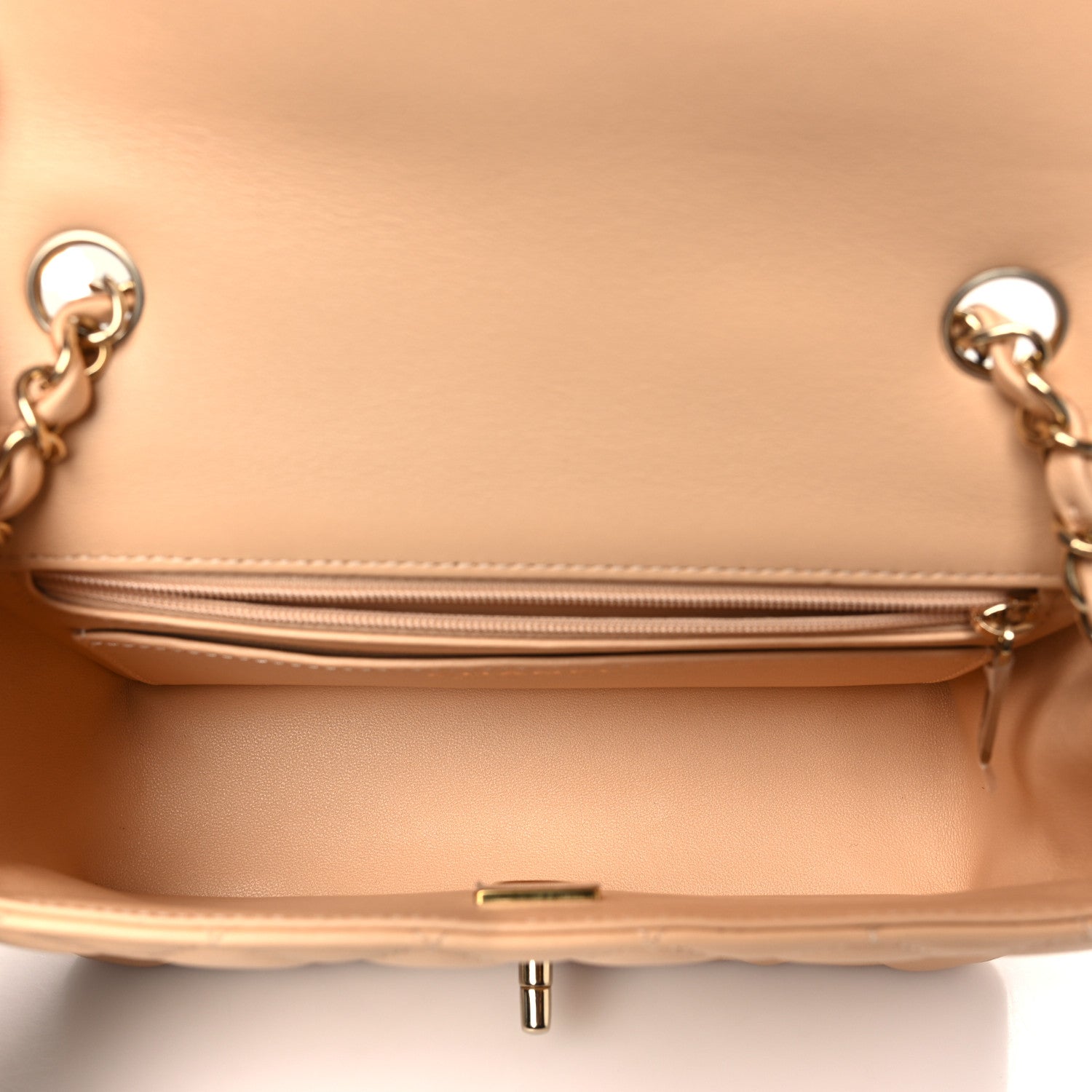 Lambskin Quilted Mini Rectangular Flap Beige
