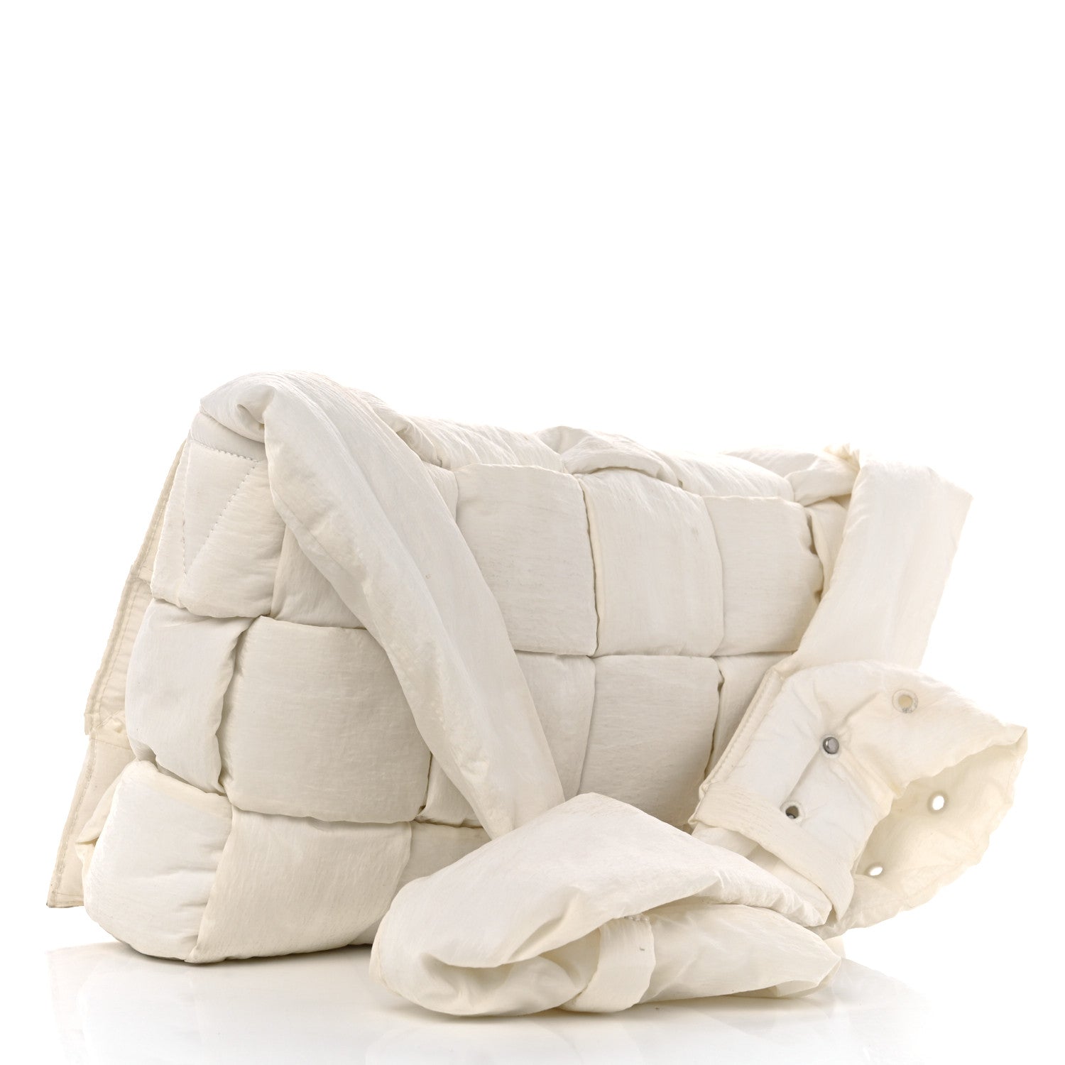 Nylon Intrecciato Padded Tech Maxi Cassette Bag White