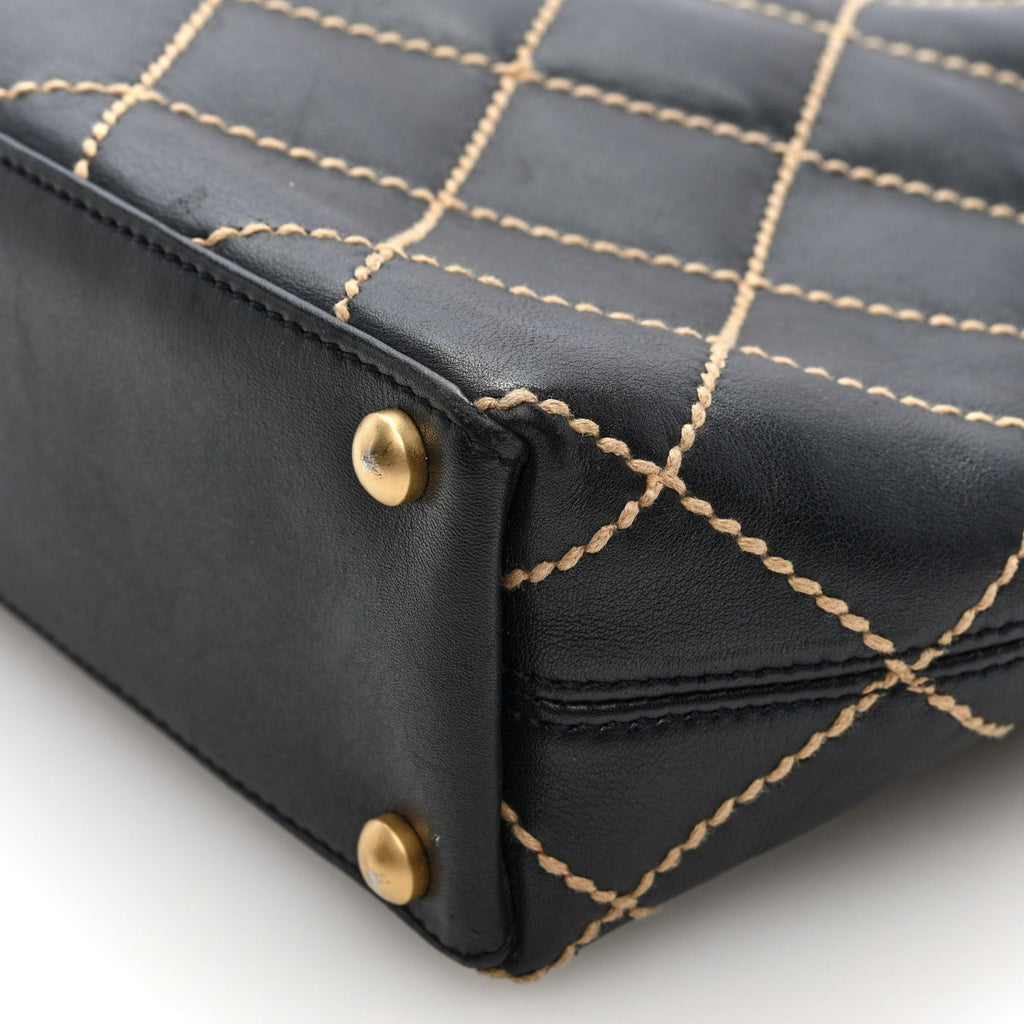 Calfskin Wild Stitch Tote Black