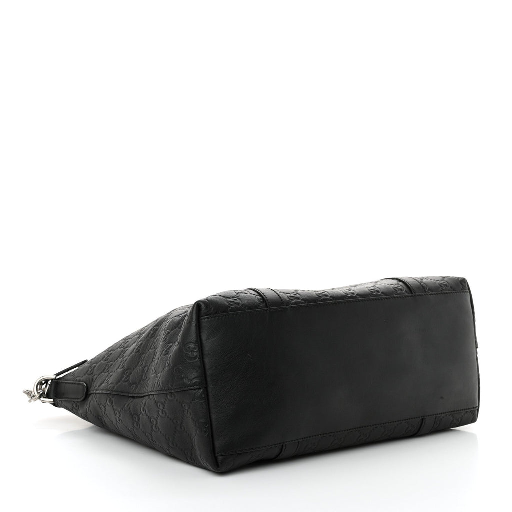 Guccissima Large GG Charm Convertible Dome Satchel Black
