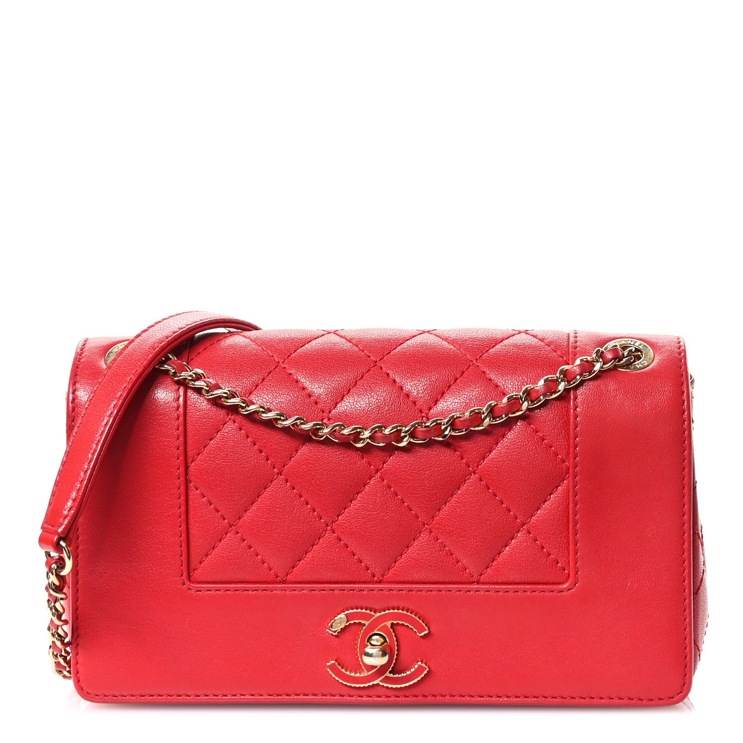Sheepskin Quilted Medium Vintage Mademoiselle Flap Red