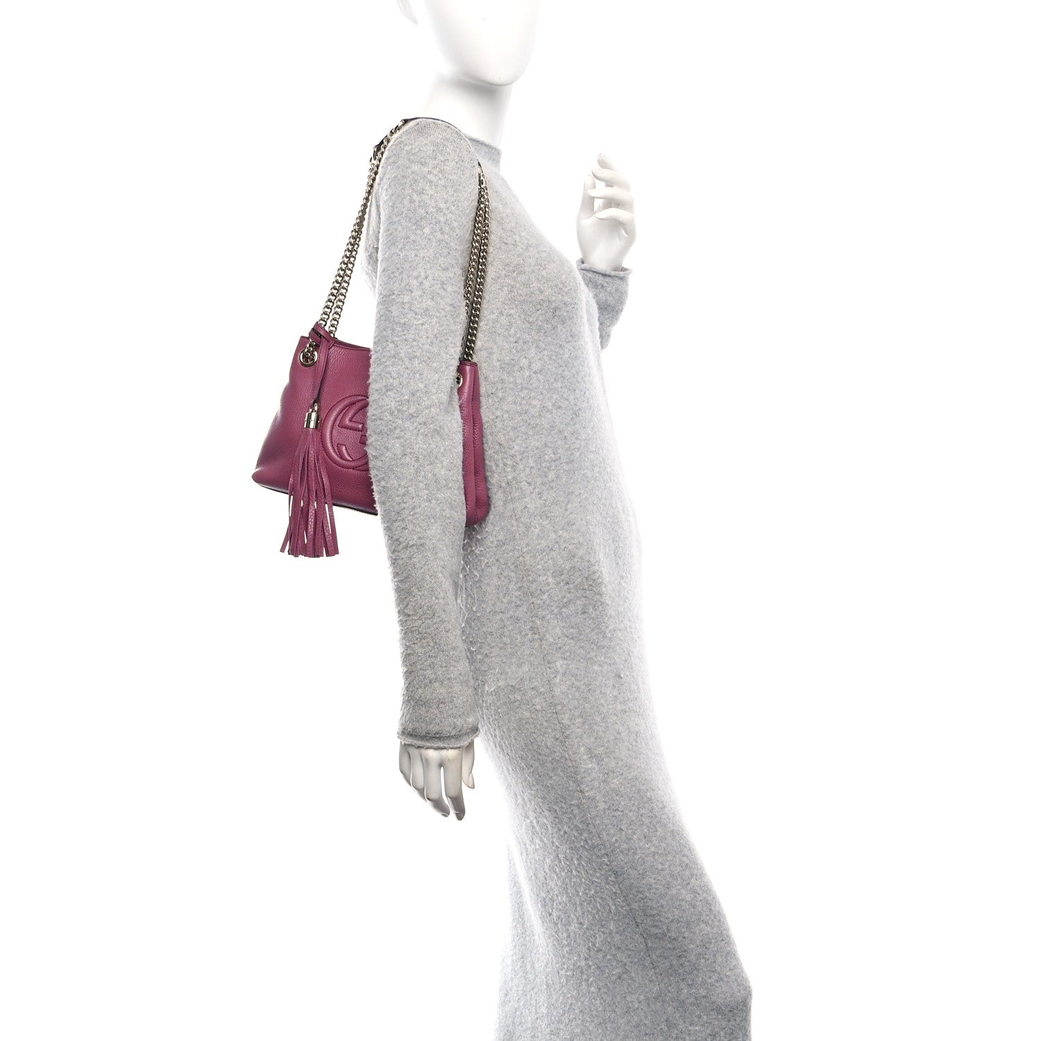 Pebbled Calfskin Small Soho Chain Shoulder Bag Peonia Flower