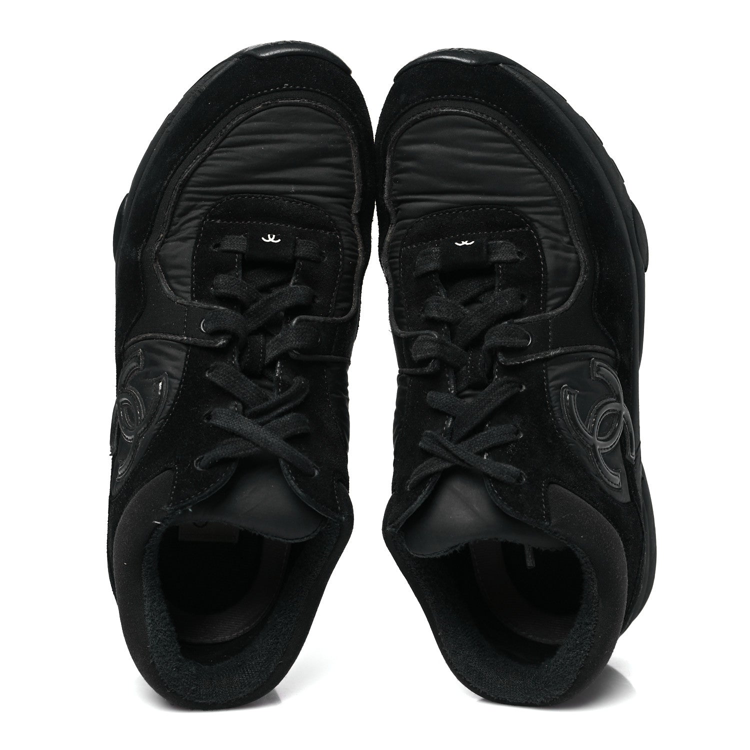Fabric Calfskin Suede CC Sneakers  37.5 Black