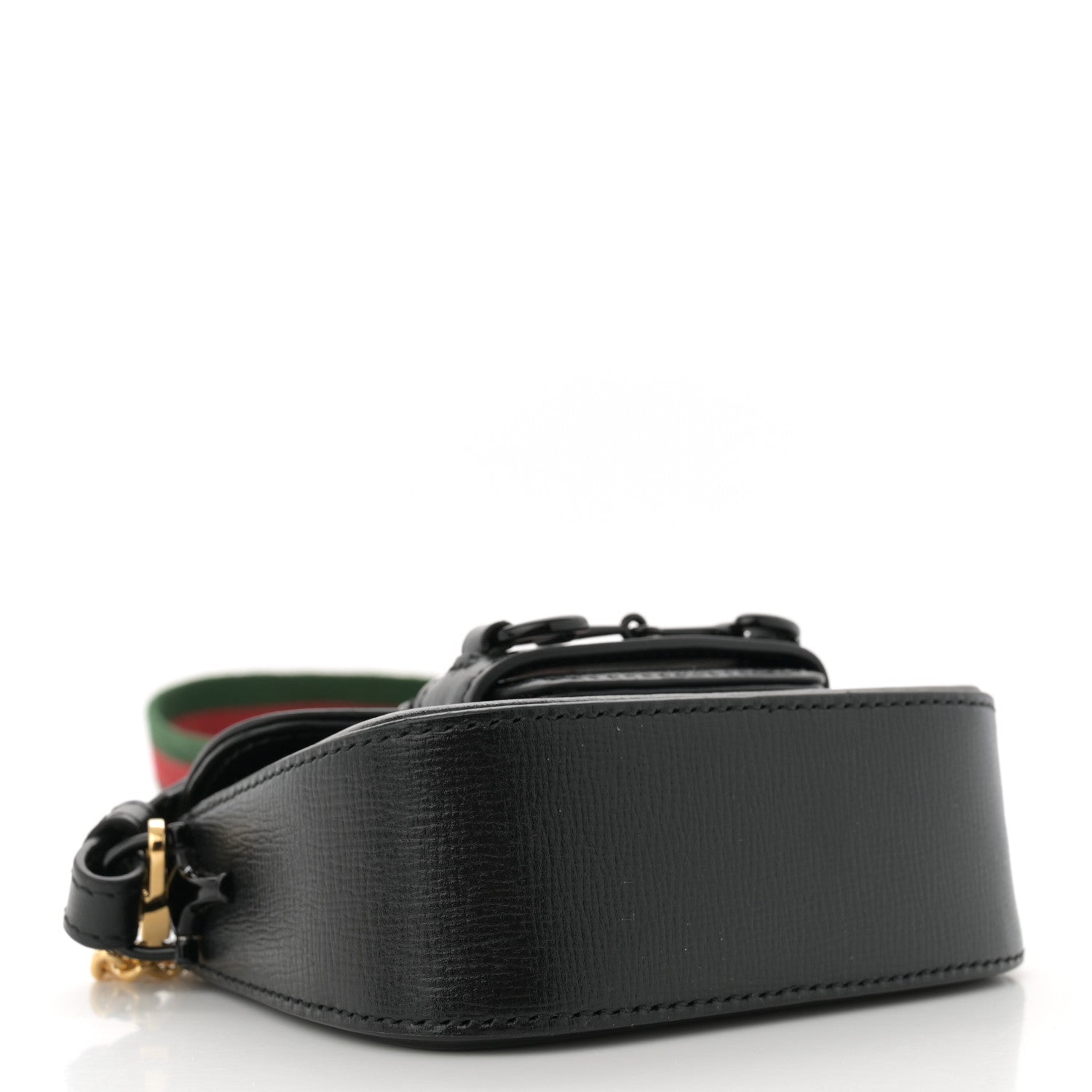 Azalea Calfskin Web Monochrome Horsebit 1955 Wallet On Strap  Black