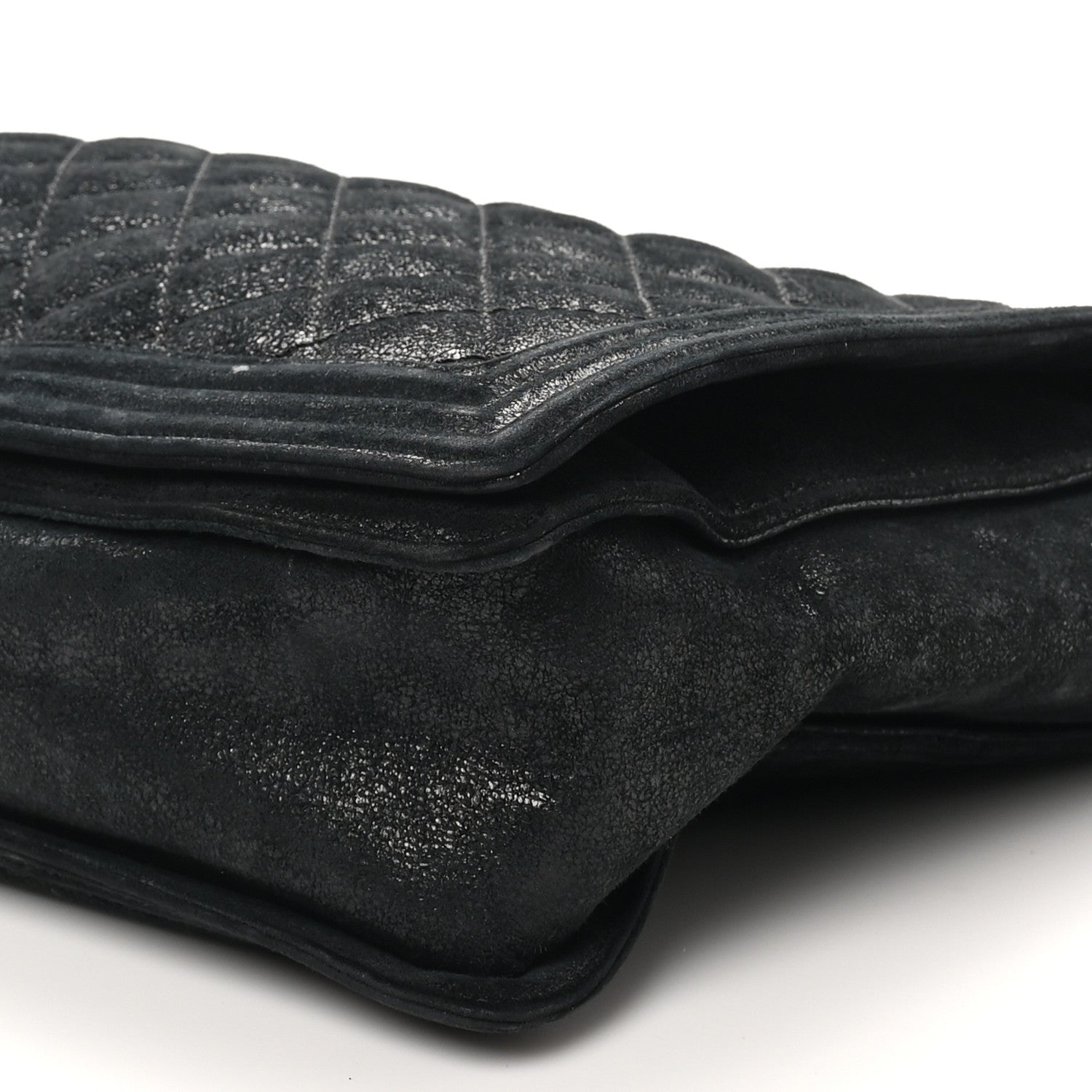 Iridescent Calfskin Quilted XL Gentle Boy Flap Black