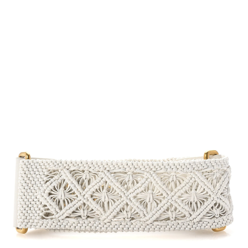 Raffia Woven Shoulder Strap White