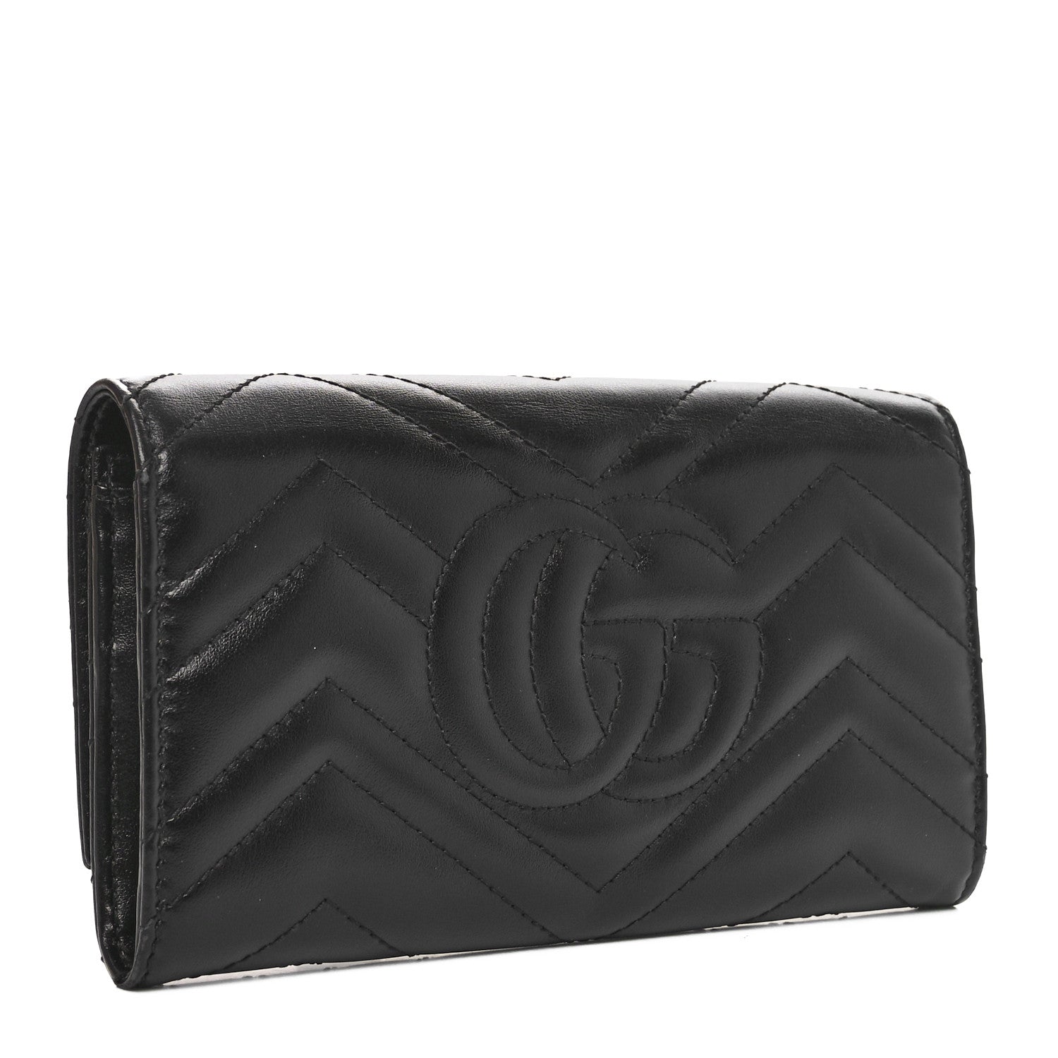 Calfskin Matelasse GG Marmont Continental Wallet Black