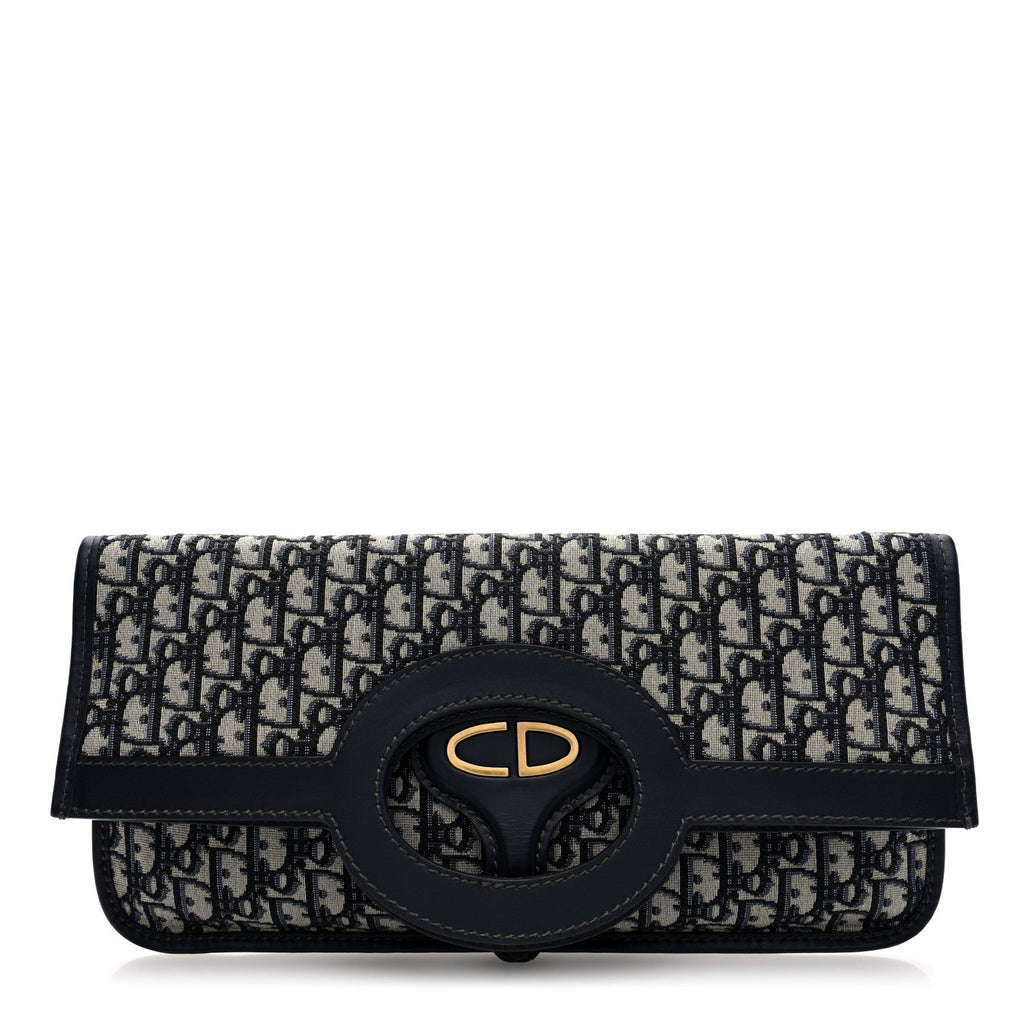 Oblique Fold Over Clutch Blue