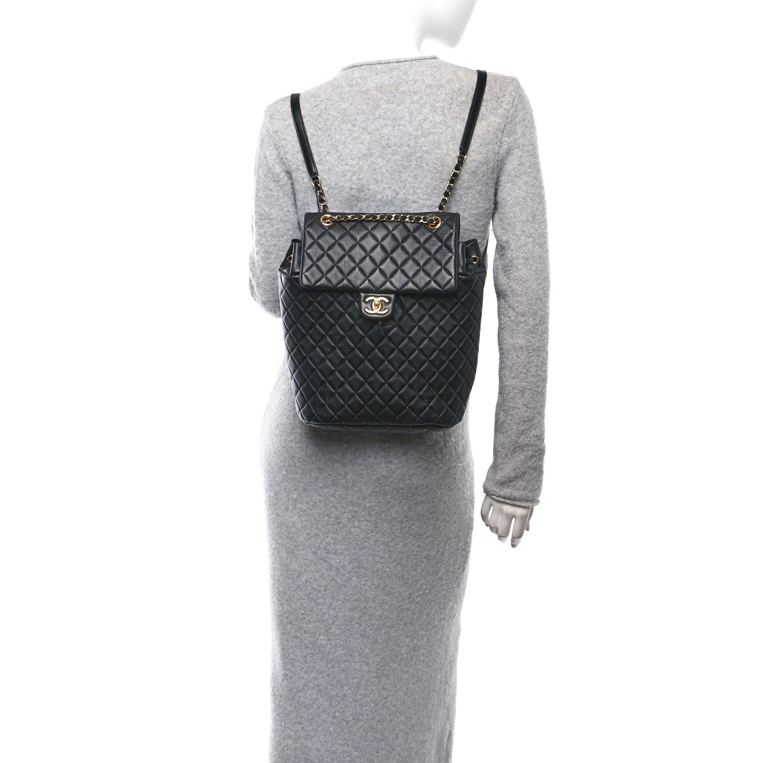 Lambskin Quilted Large Urban Spirit Backpack Black