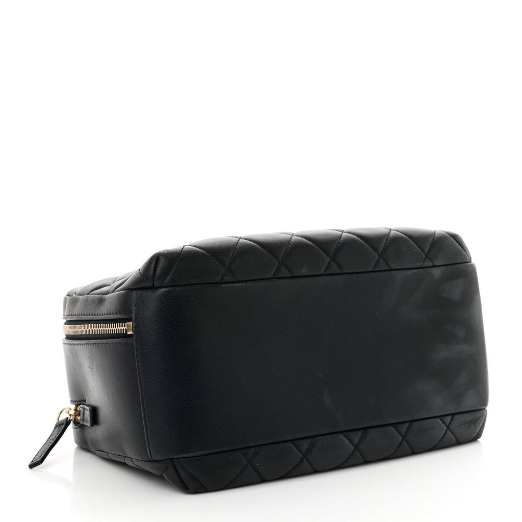 Lambskin Quilted Medium Trendy CC Bowling Bag Navy