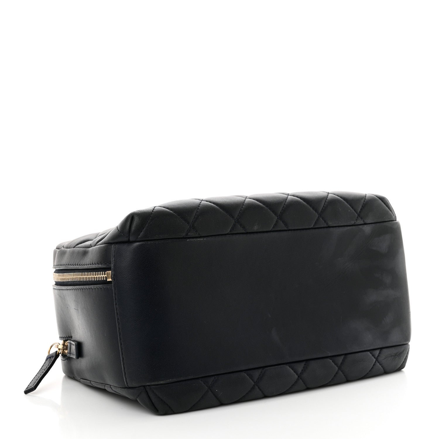 Lambskin Quilted Medium Trendy CC Bowling Bag Navy