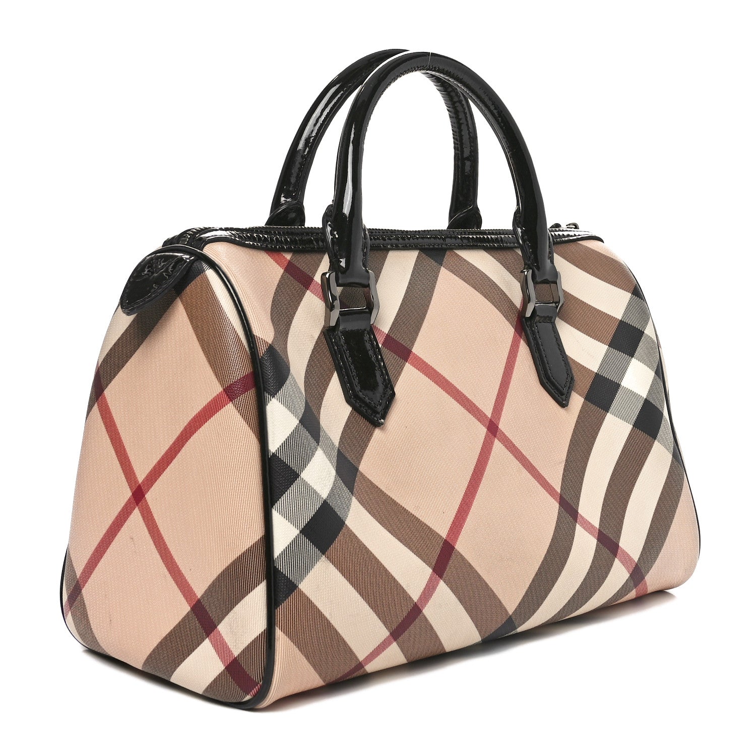 Nova Check Patent Small Chester Bowling Bag Black