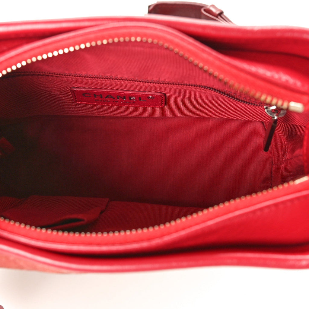 Suede Quilted Small Gabrielle Hobo Red