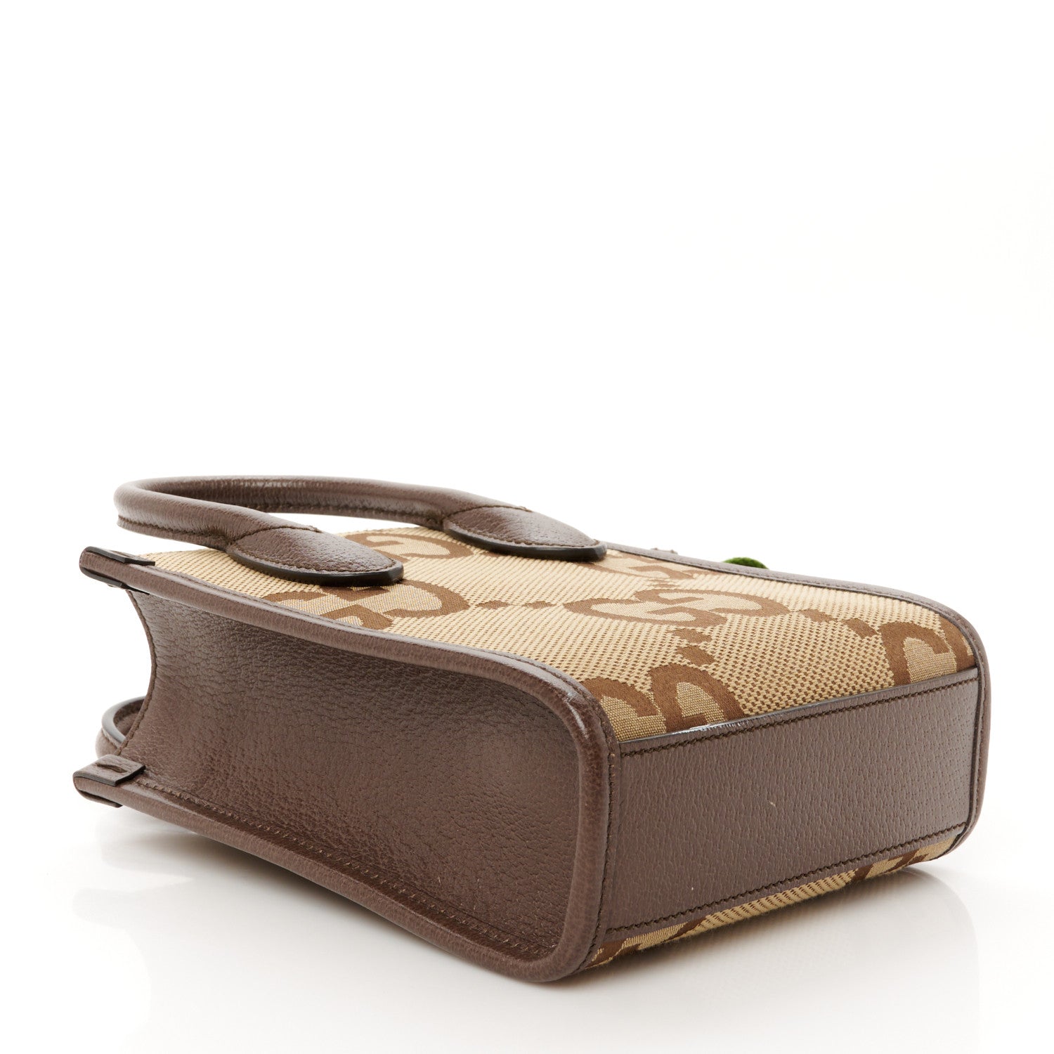 Monogram Jumbo GG Textured Dollar Calfskin Web Mini Vertical Tote Camel Ebony New Acero