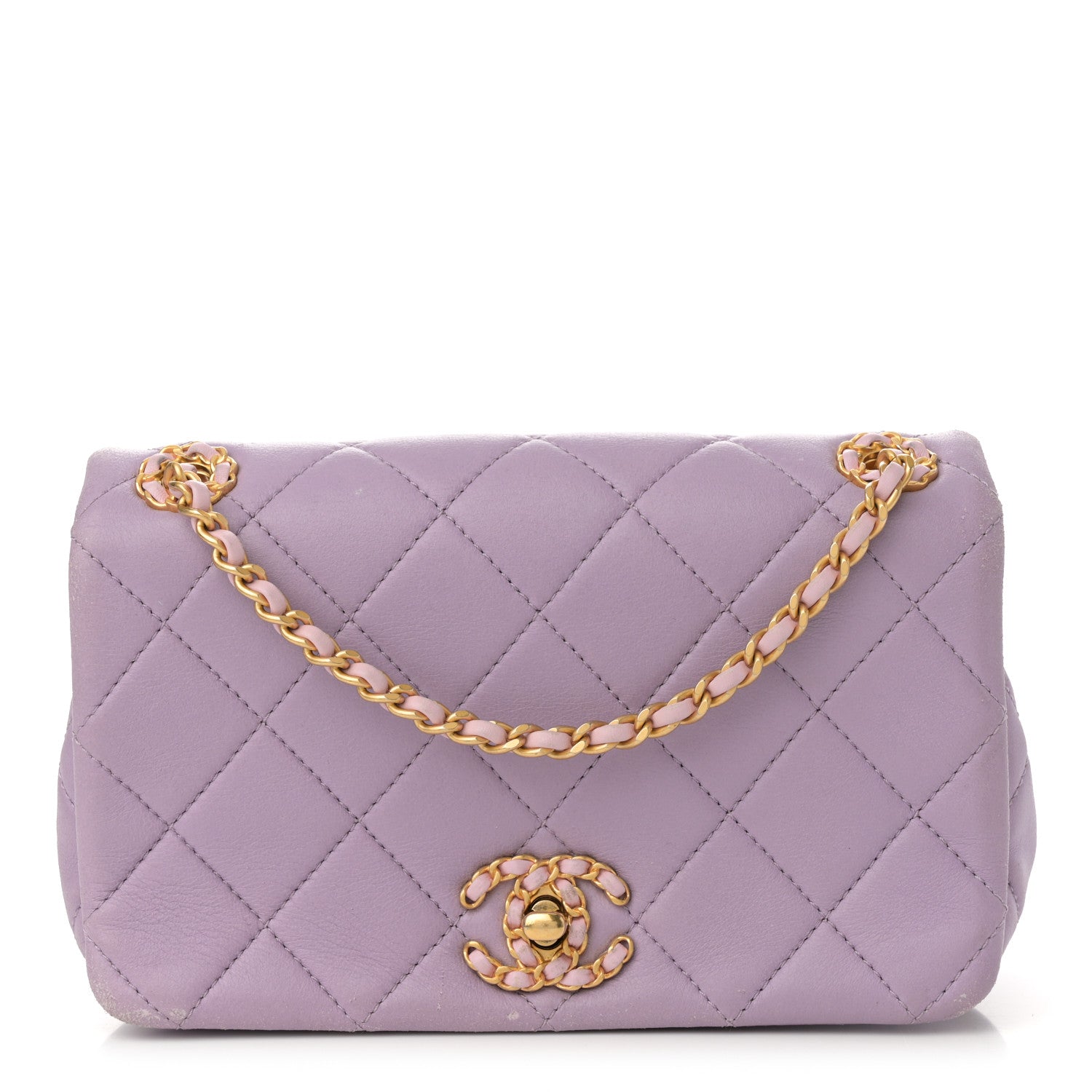 Lambskin Quilted Braided CC Small Flap Lilac
