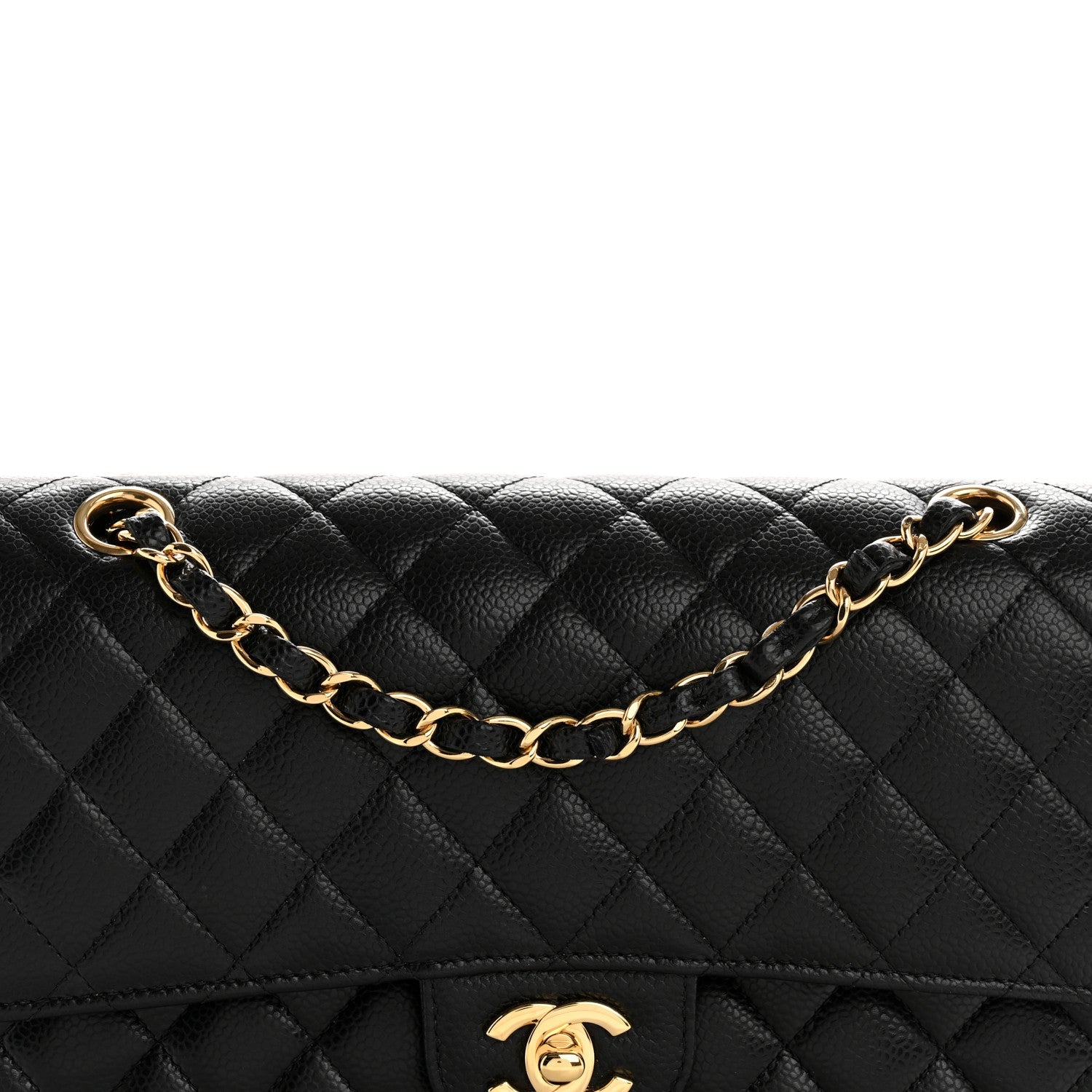 Caviar Quilted Medium Double Flap Black