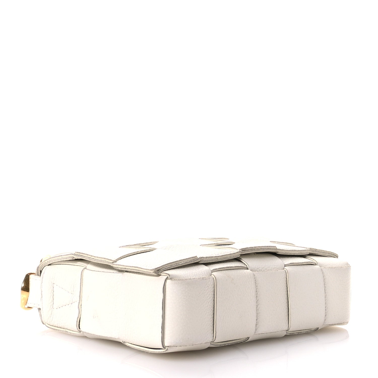 Grained Calfskin Maxi Intrecciato Cassette Crossbody Bag White