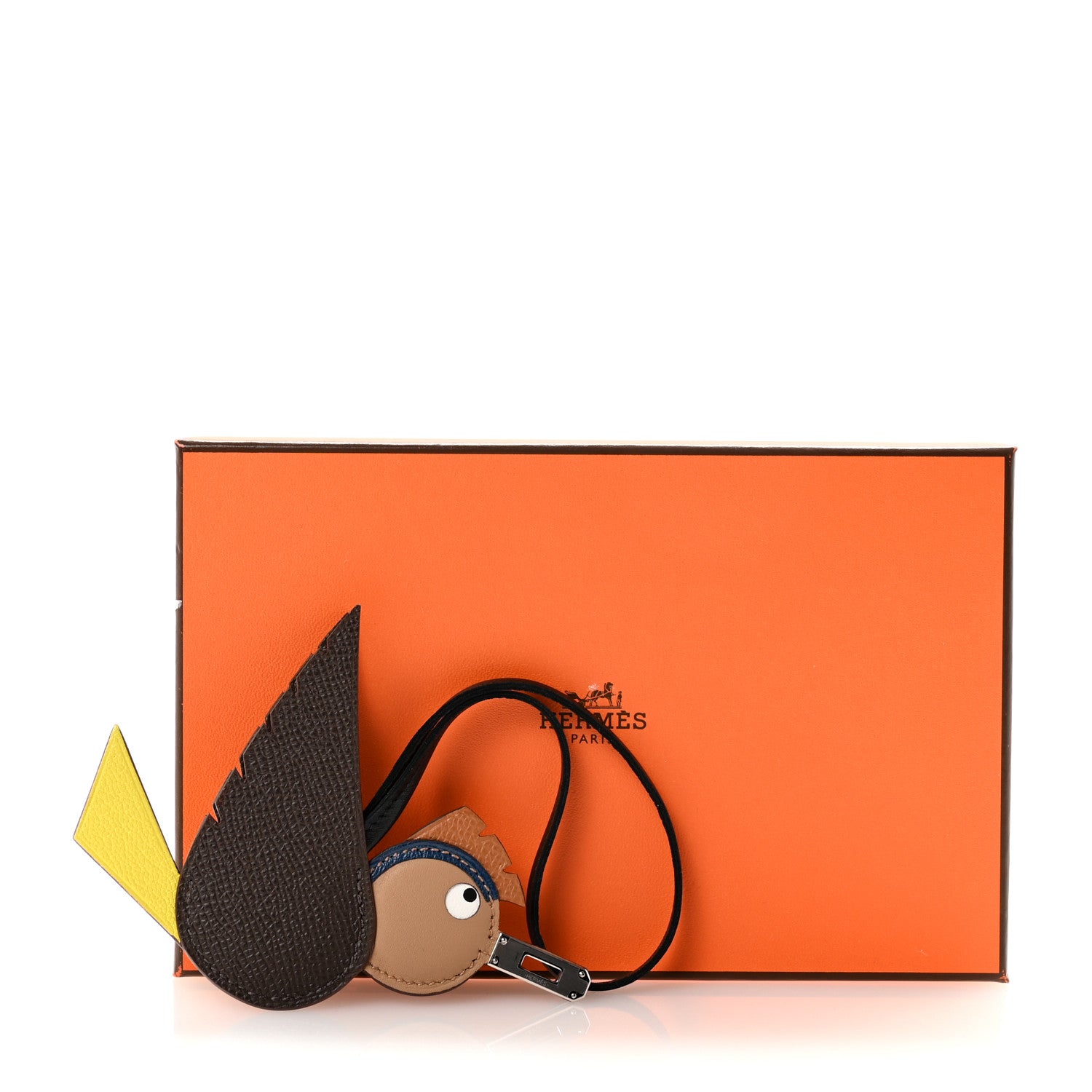 Epsom Swift Chevre Mysore Birdy Bag Charm Jaune Ambre Black Biscuit