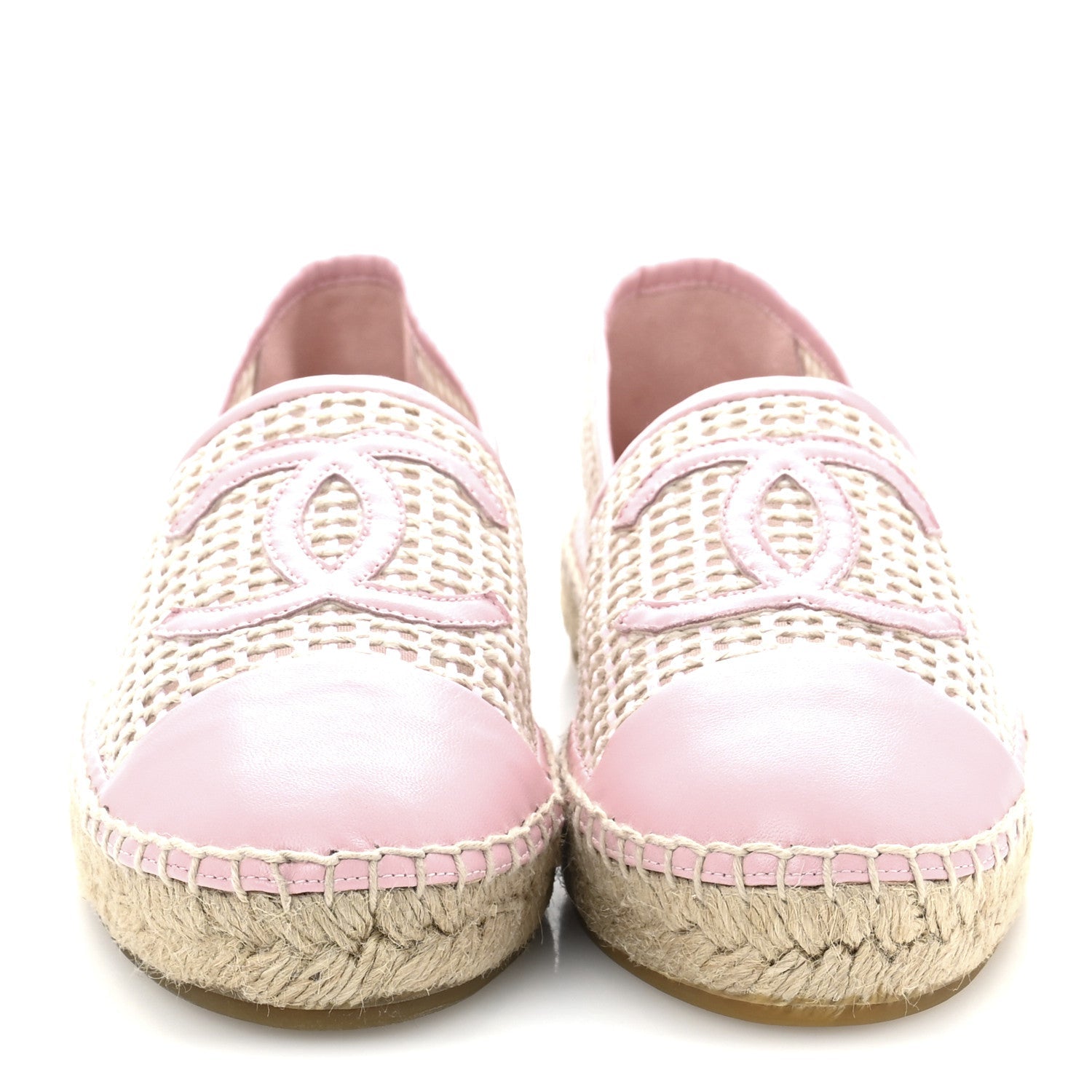 Mesh Lambskin CC Espadrilles 39 Light Pink Beige
