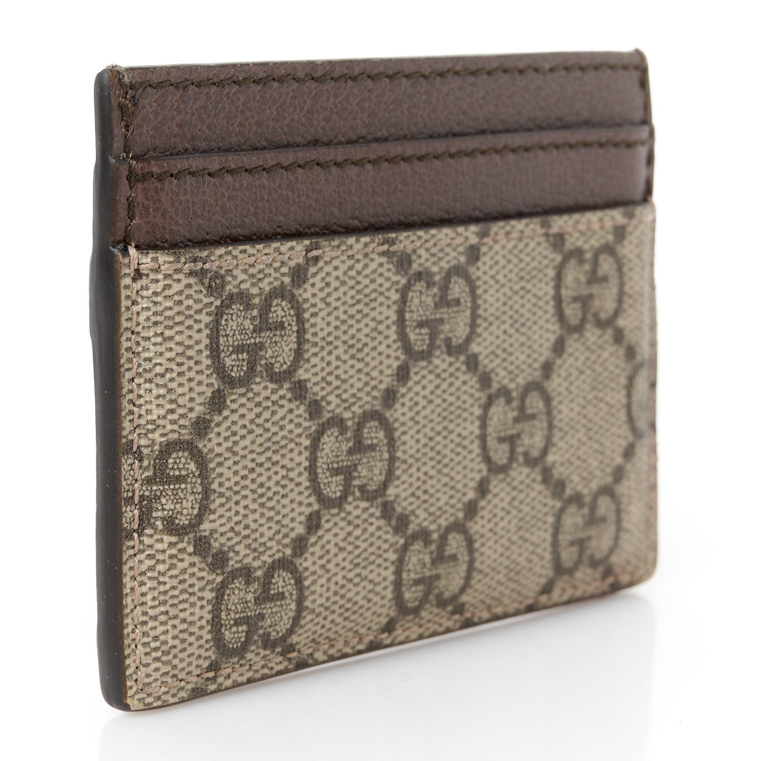 GG Supreme Monogram Textured Dollar Calfskin Ophidia  Holder Beige Ebony New Acero