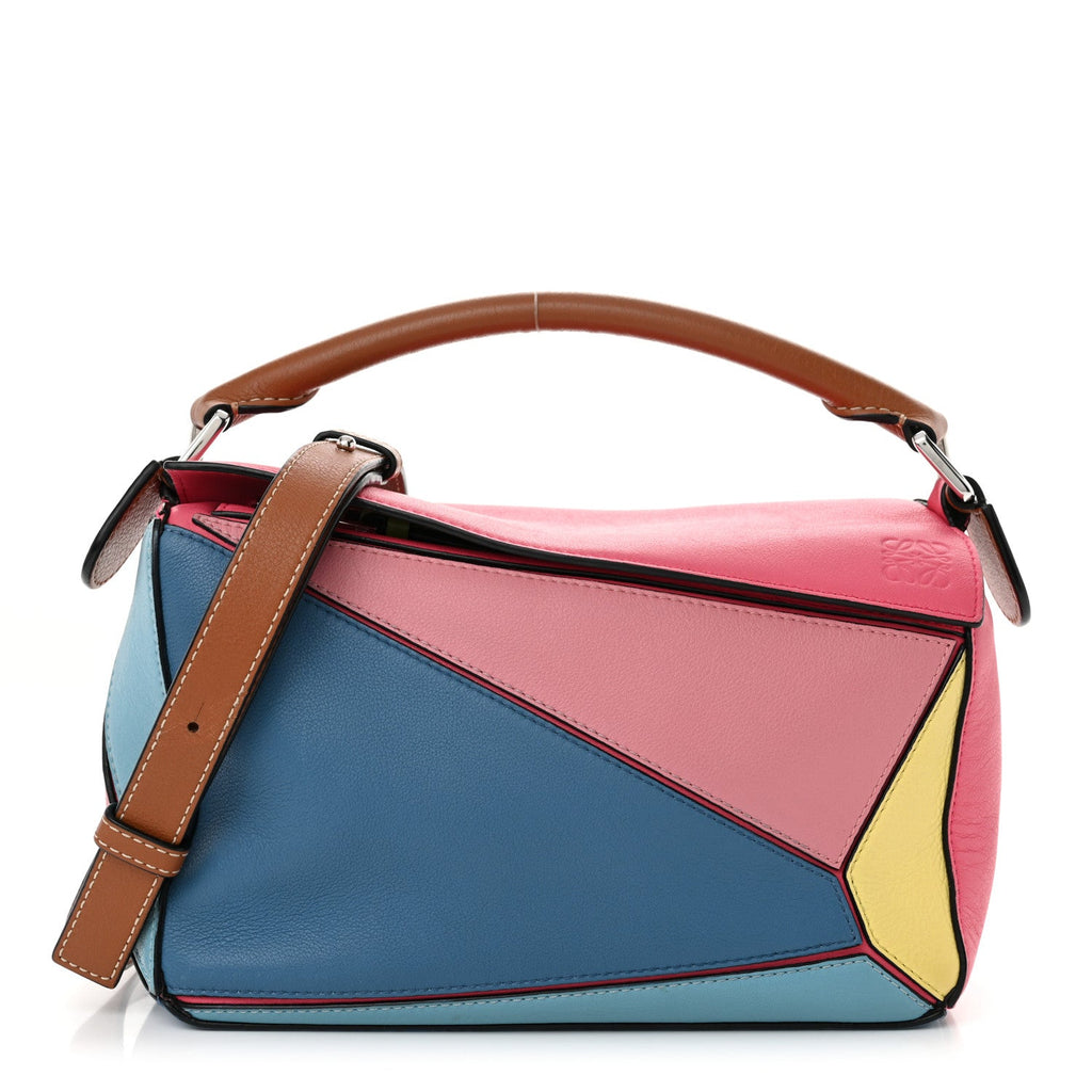 Calfskin Small Puzzle Bag Tan Multicolor